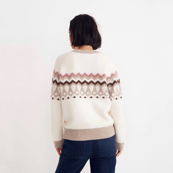 Madewell Women’s Fair Isle Markham Pullover Ivory Plush Sweater Size XL - Picture 2 of 6